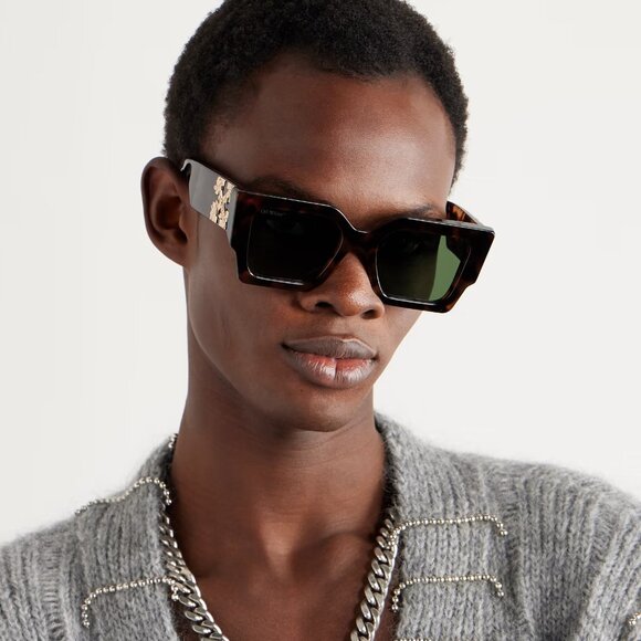 Off-White Men Sunglasses Havana Green Square OERI128 CATALINA 6055 NEW AUTHENTIC - Picture 10 of 11